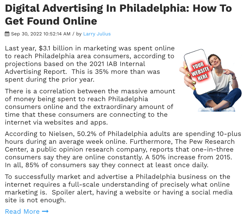 Digital Advertising In Philadelphia EOY 2022